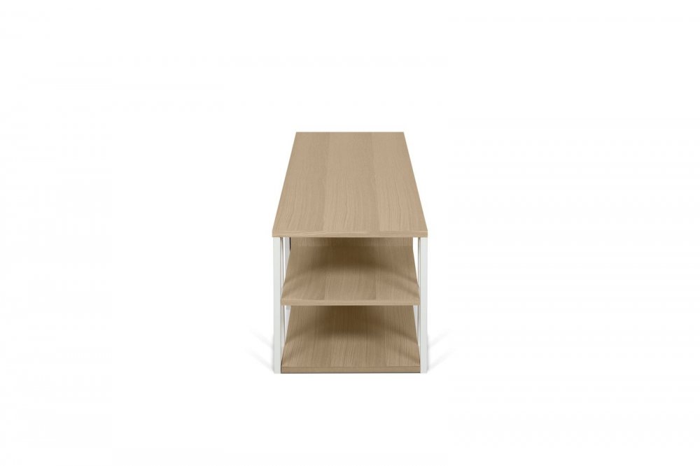 Meuble TV design ALBI finition structure chêne façade blanc mat